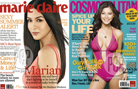 Marian Rivera on Marie Claire and Angel Locsin on Cosmopolitan