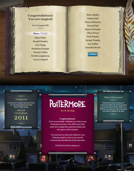 pottermore, early access